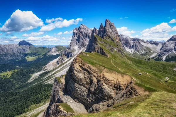 Seceda Mountain Peak View Taken Summer Famous Landmark Val Gardena — Stock Photo, Image