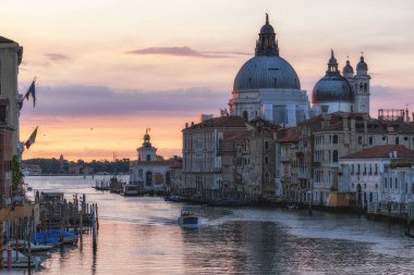View of Basilica di Santa Maria della Salute from the famous Accademia Bridge. Taken in Venice, Italy during sunrise hours
