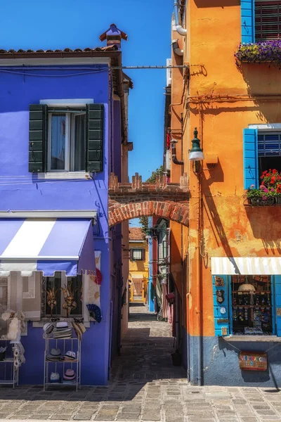 Brightly Multi Coloured Houses Burano Italy Famous Island Nearby Venice — Photo