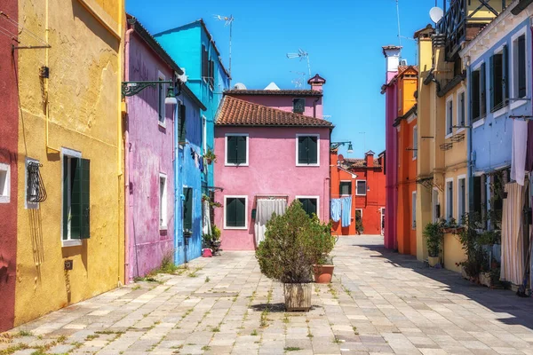 Brightly Multi Coloured Houses Burano Italy Famous Island Nearby Venice - Stock-foto