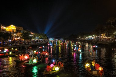 Lantern boat ride in Hoi An on the Thu Bon River at night. Taken in Hoi An, Vietnam