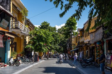 Hoi An Ancient Town main street with various shops and restaurants lined up. Taken in Hoi An, Vietnam on August 14th 2022