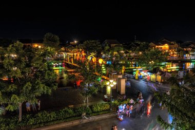 Hoi An night scenery nearby An Hoi Bridge. Famous unesco town in Hoi An, Vietnam. Taken on August 14th 2022