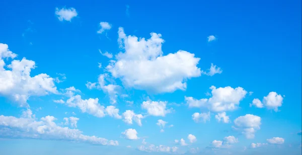 背景白の積雲の雲と青空 — ストック写真