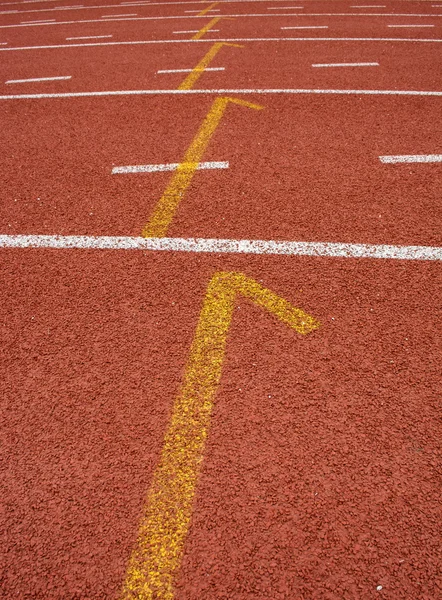 Atletická Dráha Lane Oranžové Gumové — Stock fotografie