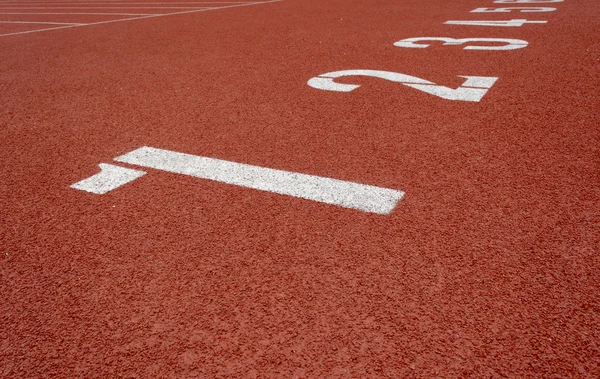 Atletismo Track Lane Feito Com Borracha Laranja — Fotografia de Stock