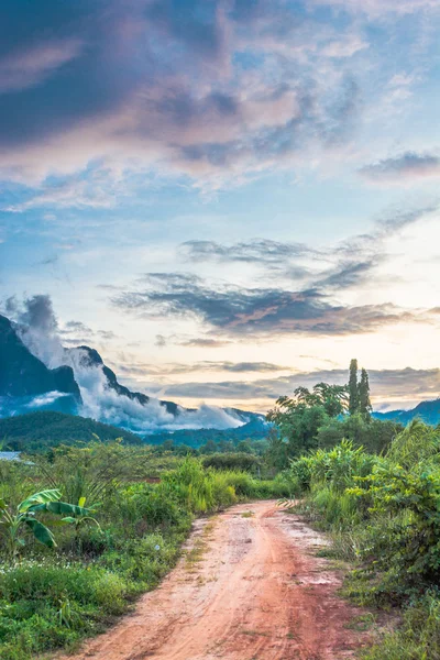 Mountain  and blue sky with sunset — Stock Photo, Image