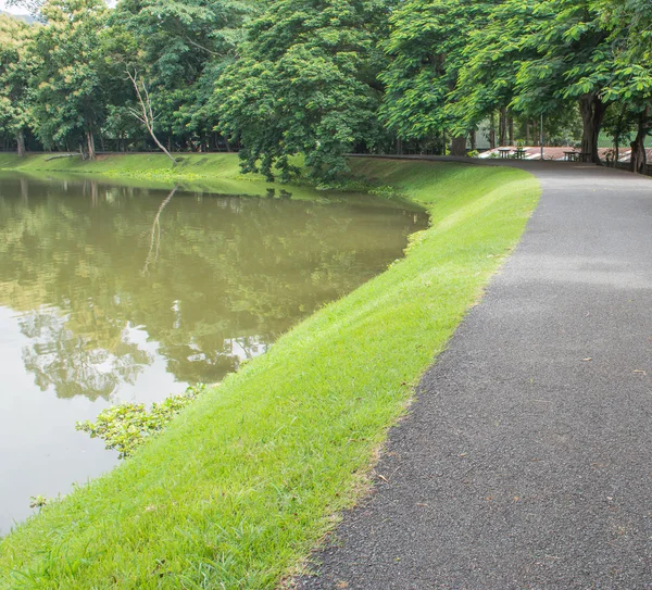 湖畔の道路アスファルトで作られました — ストック写真