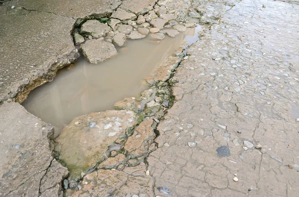 Surface Béton Sur Route Ont Été Démolis Raison Mauvaise Construction — Photo