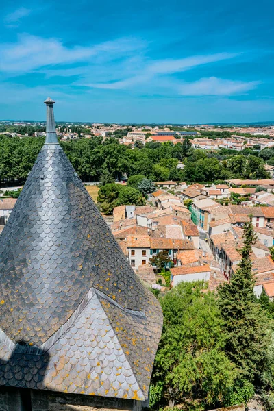 Carcassonne Ősi Erődje Franciaország Európa Vár Kilátás Cite Ból Kiváló — Stock Fotó