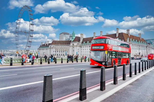 Londra Inghilterra 2022 Famoso Autobus Turistico Rosso Due Piani Che — Foto Stock