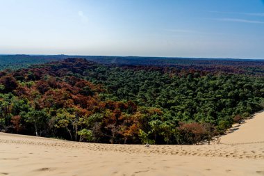 Panoramic view of the the Pyla dune, located in the Arcachon bay in Aquitaine, France. High quality photo