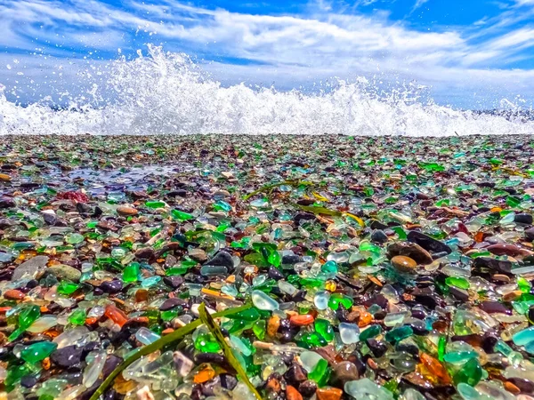 Натуральное Польское Текстурированное Морское Стекло Камни Берегу Моря Лазурная Чистая — стоковое фото