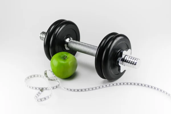 barbell, mezura ve elma