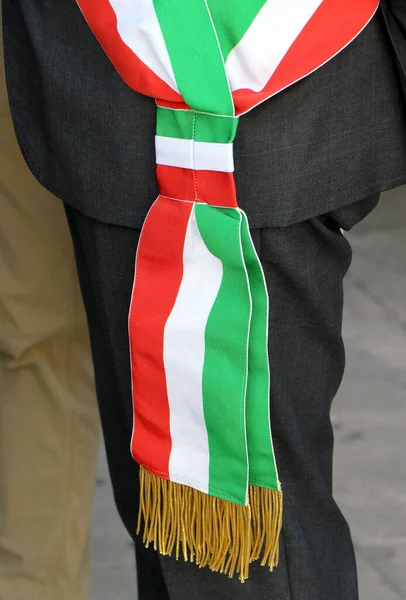 Primer Plano Banda Tricolor Del Alcalde Italiano Política Italiana Elecciones — Foto de Stock