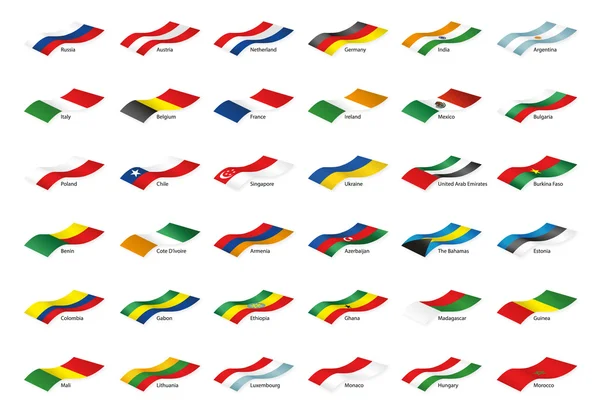 36 coleção de bandeira de onda - parte 1 — Vetor de Stock