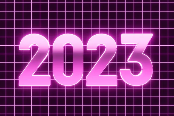 Render Year 2023 Style Ciberpunk Rosa — Stockfoto