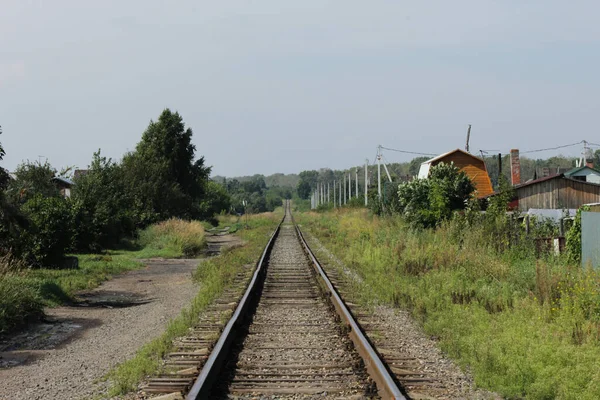 Demiryolu rayları, uzaktaki trenler için bir yol.