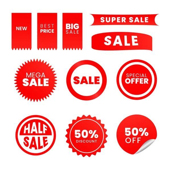 Set Dari Stiker Penjualan Merah Untuk Meningkatkan Penjualan Anda - Stok Vektor