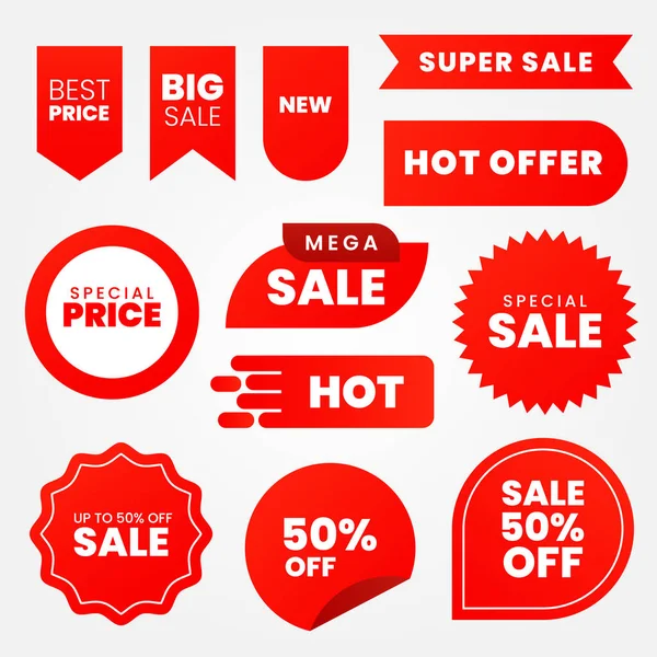 Set Red Sale Stickers — Stock Vector