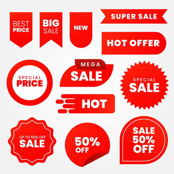 set of red sale stickers