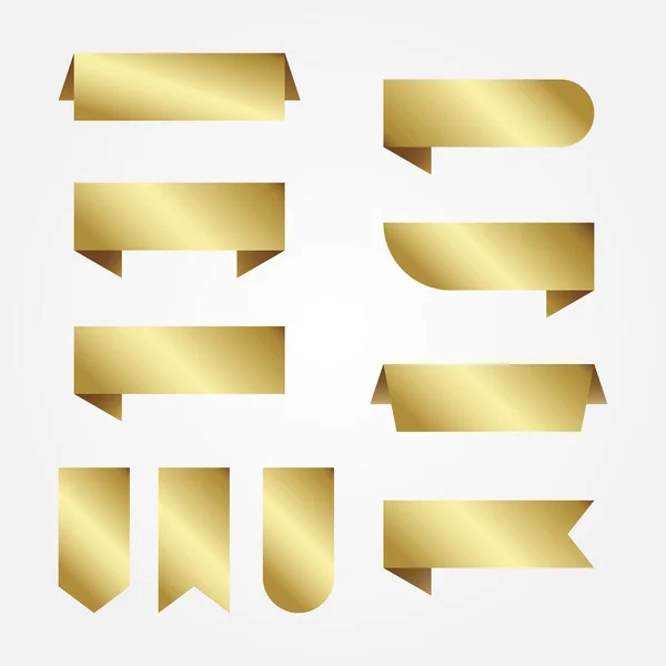 Conjunto Ilustración Vectorial Cintas Oro Banner Para Proyecto Diseño — Archivo Imágenes Vectoriales