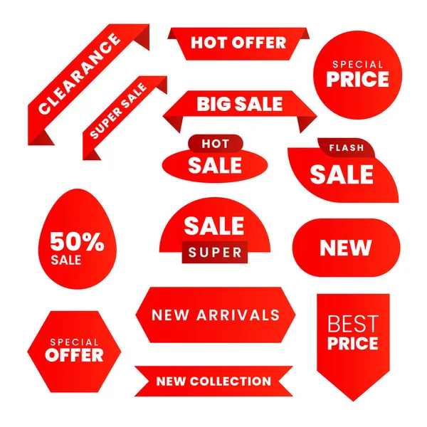 Set Red Sale Stickers — Stock Vector