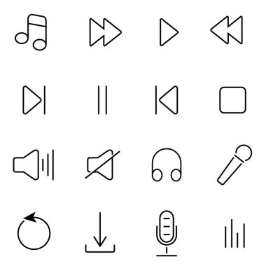 Müzik Çalan Düz Simge Koleksiyonu basit biçimi