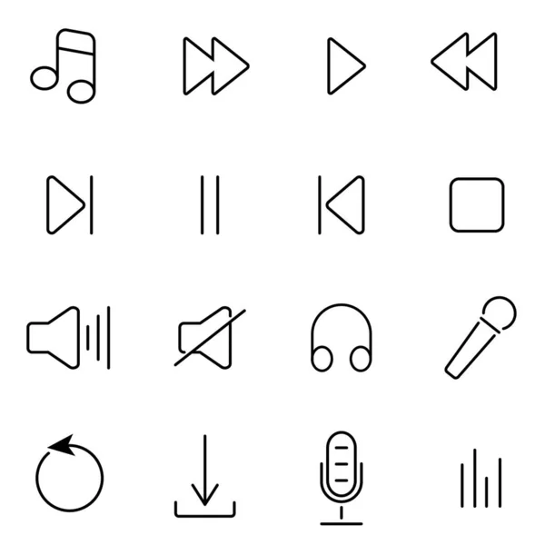 音楽プレーヤーフラットアイコンコレクションシンプルなスタイル — ストックベクタ