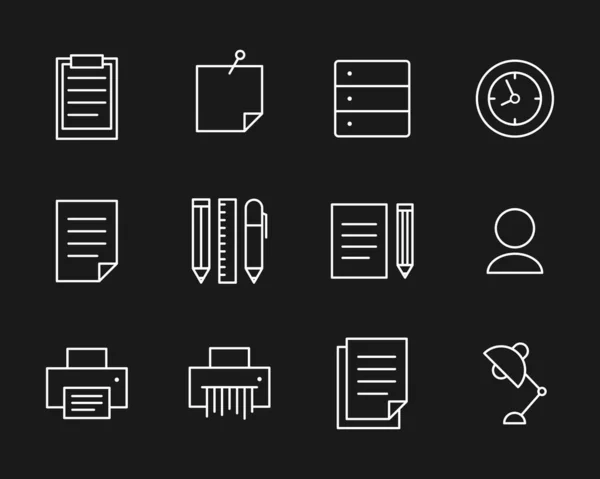 Office Line Icons Set Vector Your Project — Stock Vector