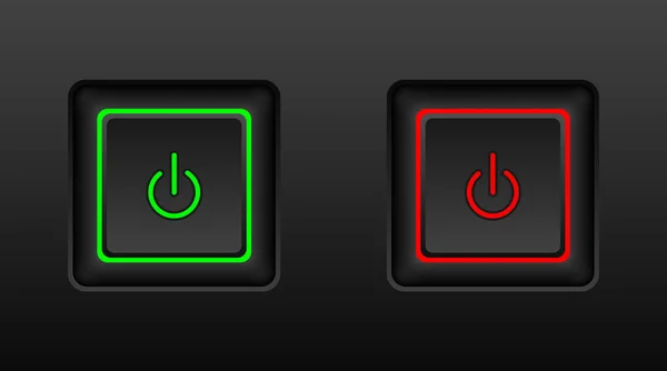 Web Icon Rectangle Push Button Power Dark Style — Stock Vector