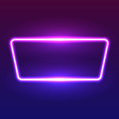 Gelecekçi Neon çerçeve sınırı. Mor neon parlayan arkaplan