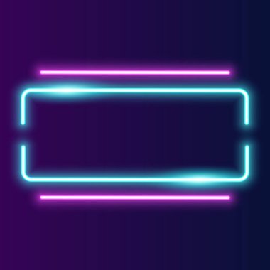 Fütürist teknoloji Neon çerçeve sınırı. Retro neon parlayan arkaplan