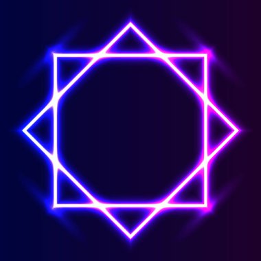 Gelecekçi Neon çerçeve sınırı. Mor neon parlayan arkaplan