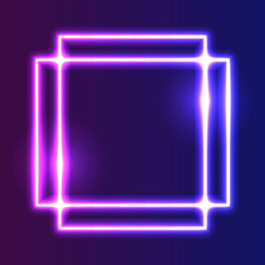 Fütürist teknoloji Neon çerçeve sınırı. Retro neon parlayan arkaplan