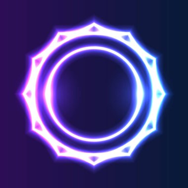 Fütürist teknoloji Neon çerçeve sınırı. Retro neon parlayan arkaplan