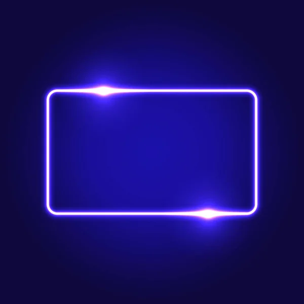 Futuristic Neon Frame Border Purple Neon Glowing Background — Vetor de Stock