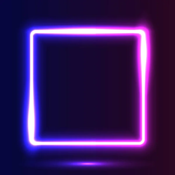 Futuristic Neon Frame Border Purple Neon Glowing Background — Vetor de Stock
