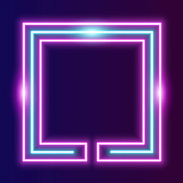 Fütürist teknoloji Neon çerçeve sınırı. Retro neon parlayan arkaplan