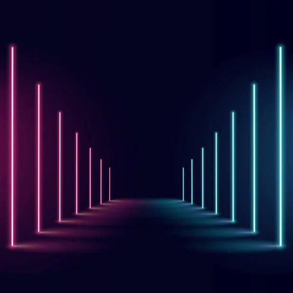 Abstraktní Neonové Pozadí Barevnými Paprsky Světla Ilustrace — Stockový vektor