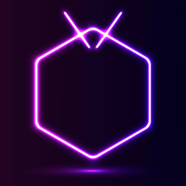 Futuristic Neon Frame Border Purple Neon Glowing Background — Vetor de Stock