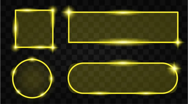 Futuristic Set Yellow Neon Frame Border — Archivo Imágenes Vectoriales