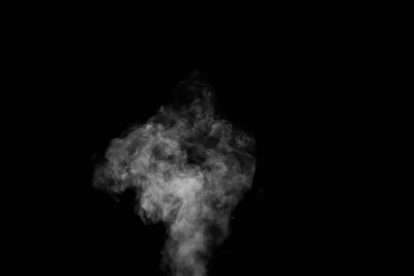 Krullende witte stoom, mist of rook geïsoleerd transparant speciaal effect op zwarte achtergrond. Abstract mist of smog achtergrond, design element voor je afbeelding, Opmaak voor collages. — Stockfoto