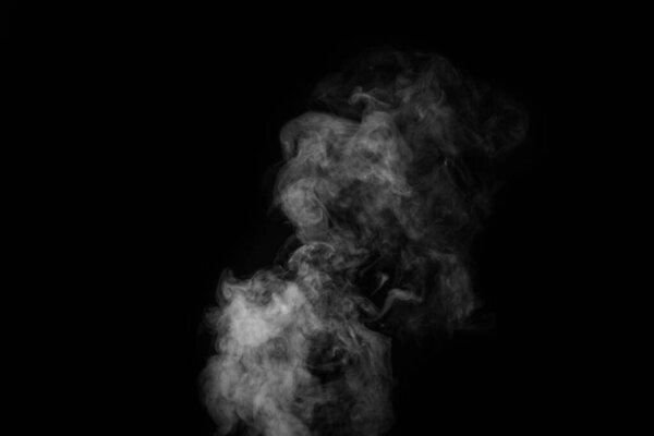 White vapor, smoke on a black background to add to your pictures. Perfect smoke, steam, fragrance, incense for your photos. Create mystical Halloween photos. Abstract background, design element