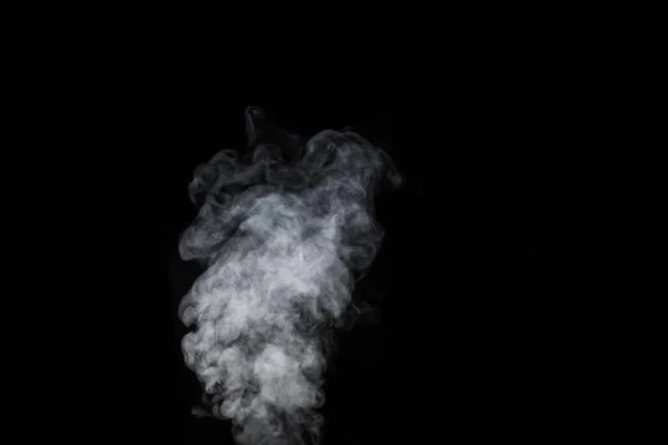 Un humo blanco, humo sobre un fondo negro para añadir a sus imágenes. Perfecto humo, vapor, fragancia, incienso para tus fotos. — Foto de Stock