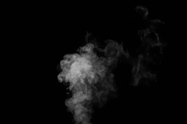 Un humo blanco, humo sobre un fondo negro para añadir a sus imágenes. Perfecto humo, vapor, fragancia, incienso para tus fotos. — Foto de Stock