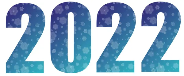 Calendário de Ano Novo de inverno - Números azuis 2022 de flocos de neve em um fundo branco, bandeira. — Fotografia de Stock