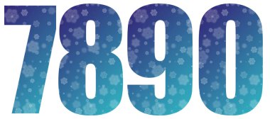 Yeni yıl ve Noel numaraları - Kar tanelerinden yapılan 78 9 'luk mavi sayılar beyaz arka planda izole edilmiş