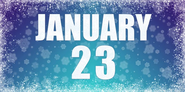 23º Día Enero Fondo Degradado Azul Invierno Con Copos Nieve — Foto de Stock