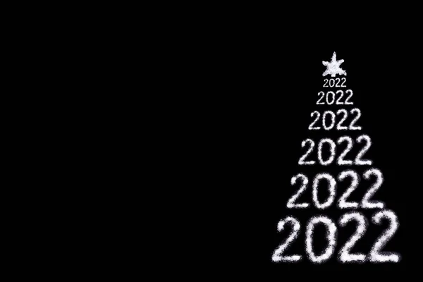 Happy New Year 2022 Creative Snowy Christmas Tree Numbers 2022 — Stock Photo, Image
